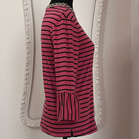 Pink Striped Flared Sleeves T-Shirt - Picture 2 of 8